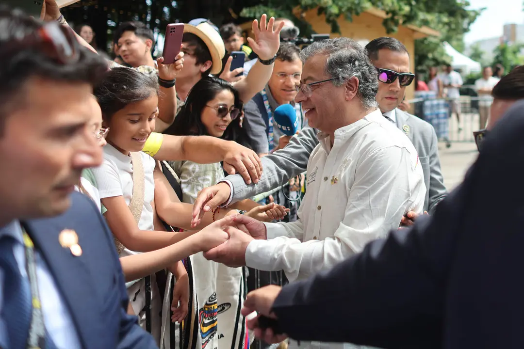 Petro, durante la inauguraci&oacute;n de la Casa Colombia. EFE/ Miguel Guti&eacute;rrez