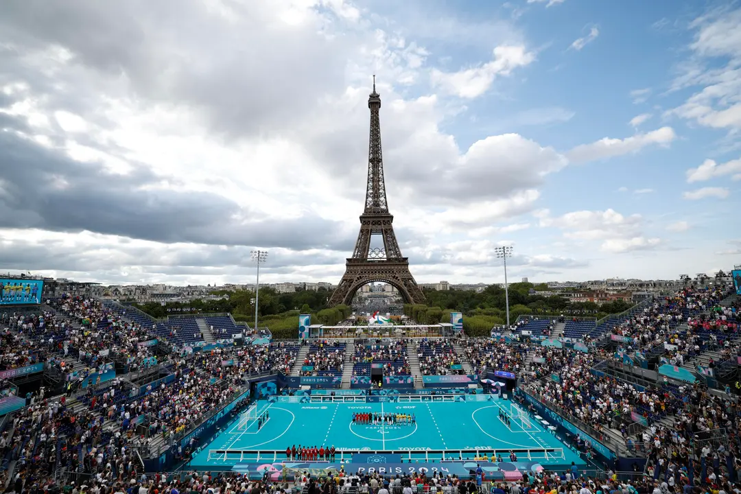 Un momento del encuentro de f&uacute;tbol 5 adaptado entre las selecciones de Brasil y Turqu&iacute;a disputado este domingo en los Juegos Paral&iacute;mpicos Par&iacute;s 2024, este domingo en la capital francesa. EFE/ Javier Etxezarreta