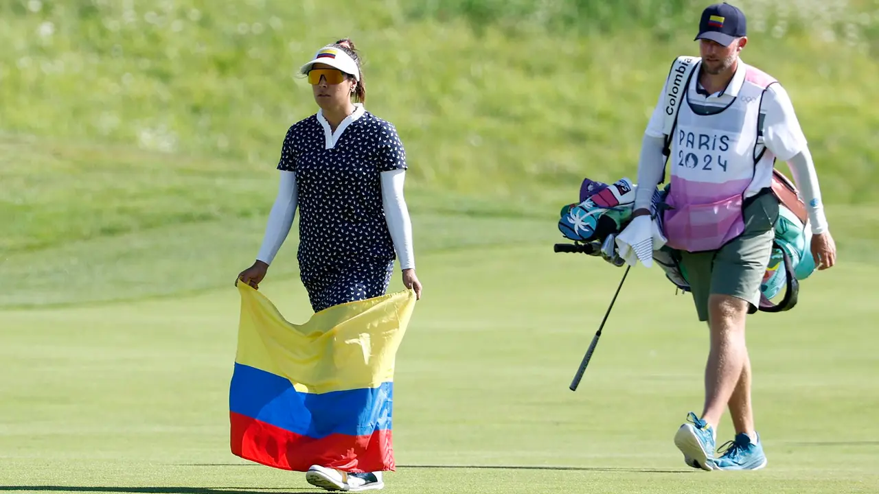La colombiana Mariajo Uribe en Le Golf National in Guyancourt, Francia. EFE/EPA/ERIK S. LESSER